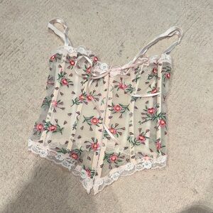 Moschino Pink Floral Lace Corset